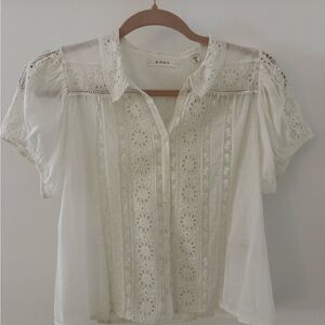Doen Ivory Eyelet Button-Up Blouse